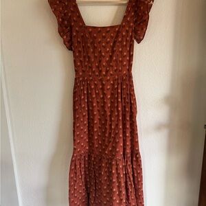 Madewell Rust Floral Midi Dress